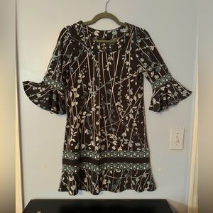 BCBGMaxazria Gray/Blue Floral Print Mini Dress Sz Small